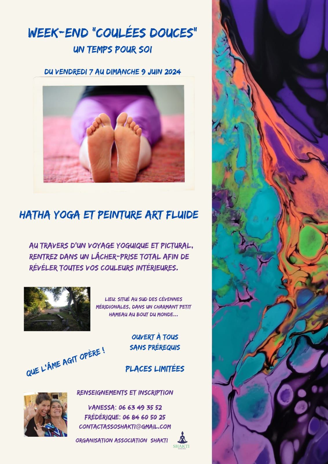 Week end coulées douces : yoga, peinture, art, fluide